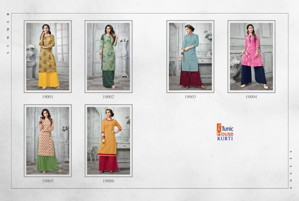 tunic house florenz with plazzo cotton decent look kurti with plazzo catalog