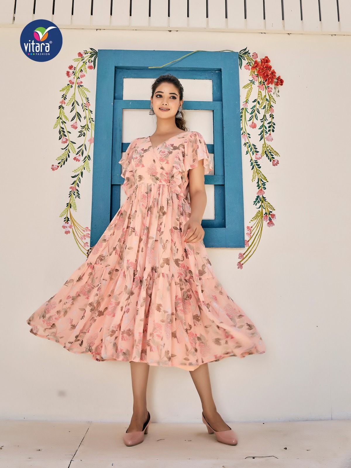 vitara fashion Georgia Georgette stylish look kurti catalog