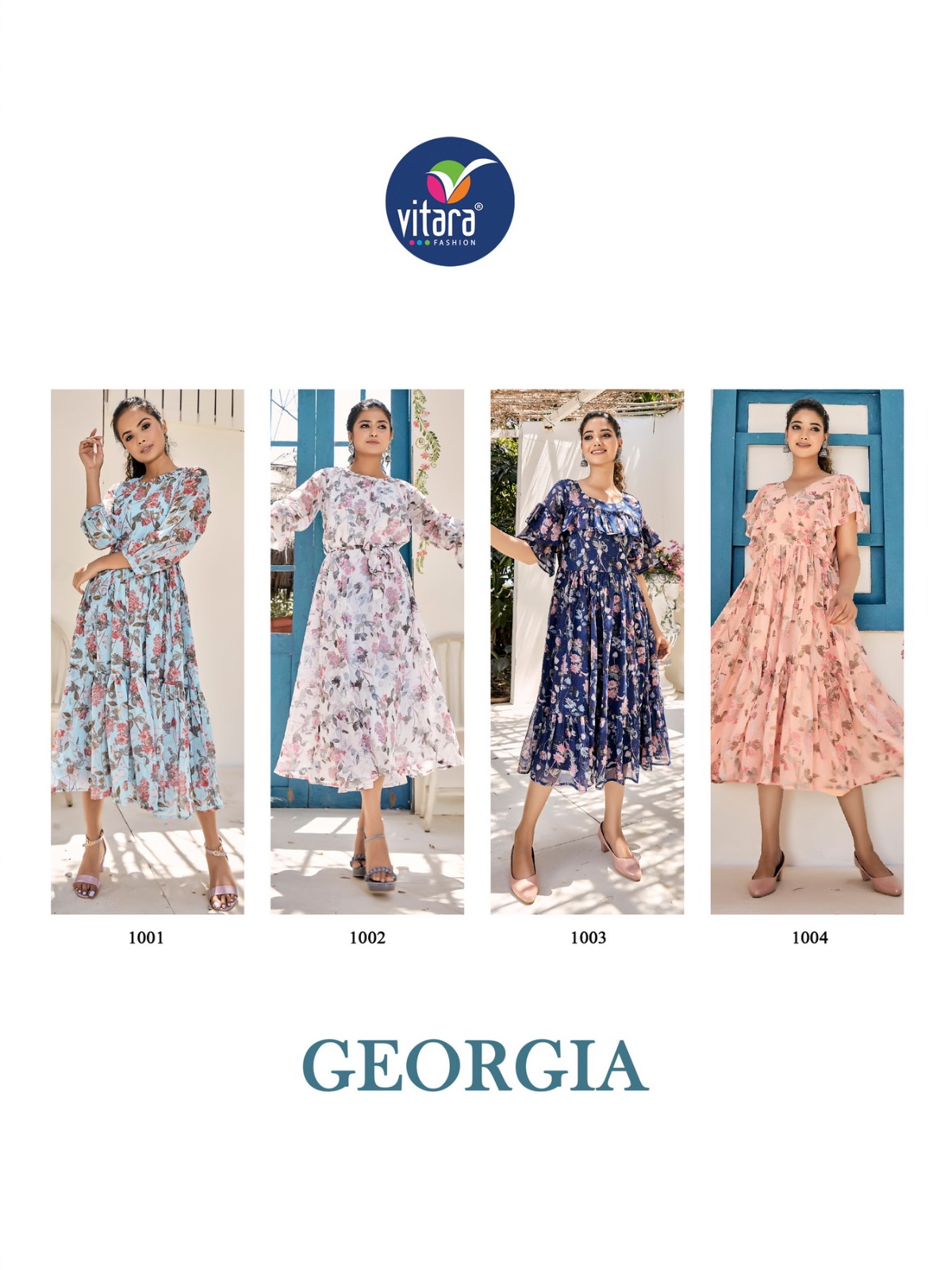 vitara fashion Georgia Georgette stylish look kurti catalog