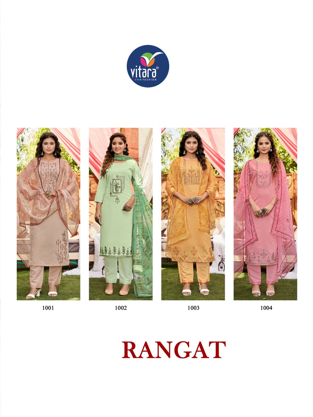 vitara fashion rangat viscose elegant top pant with dupatta catalog