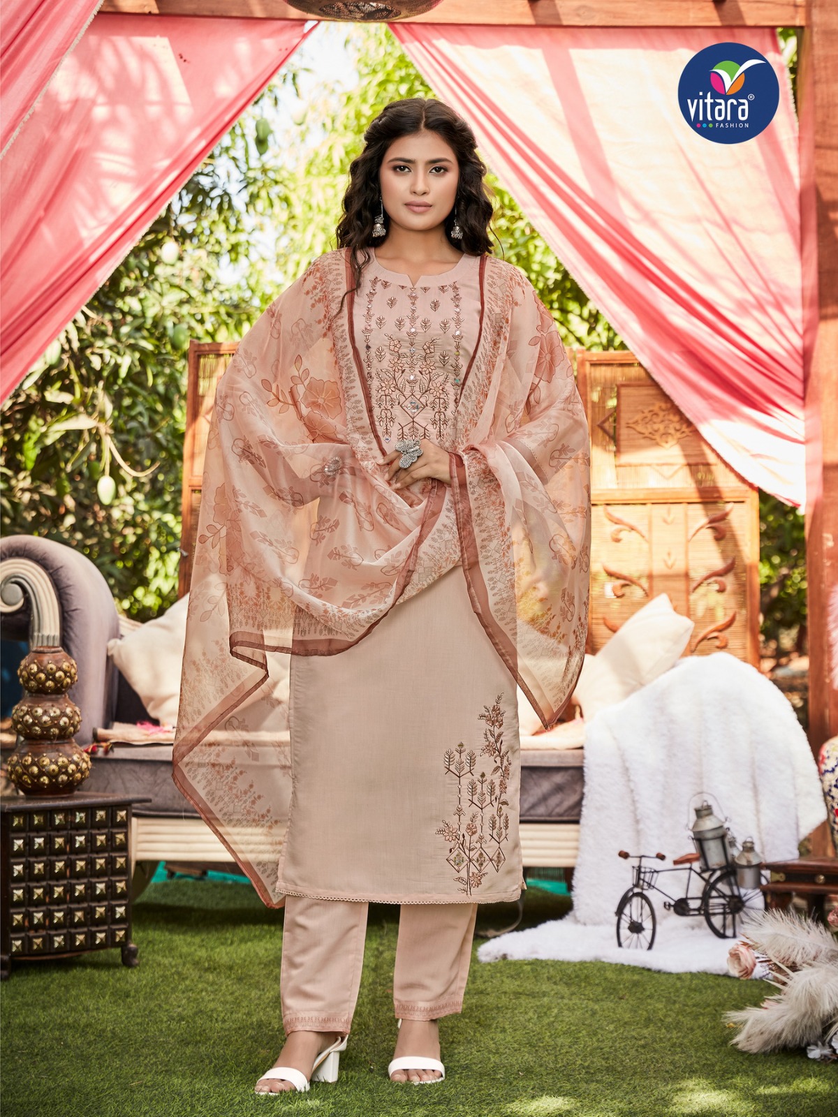 vitara fashion rangat viscose elegant top pant with dupatta catalog