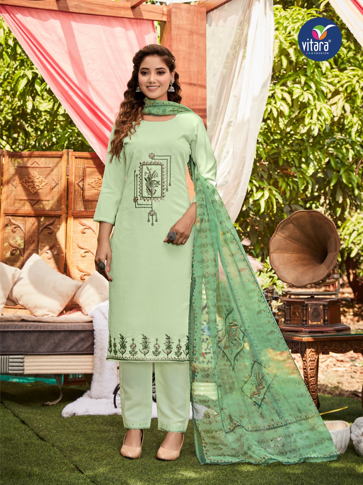 vitara fashion rangat viscose elegant top pant with dupatta catalog