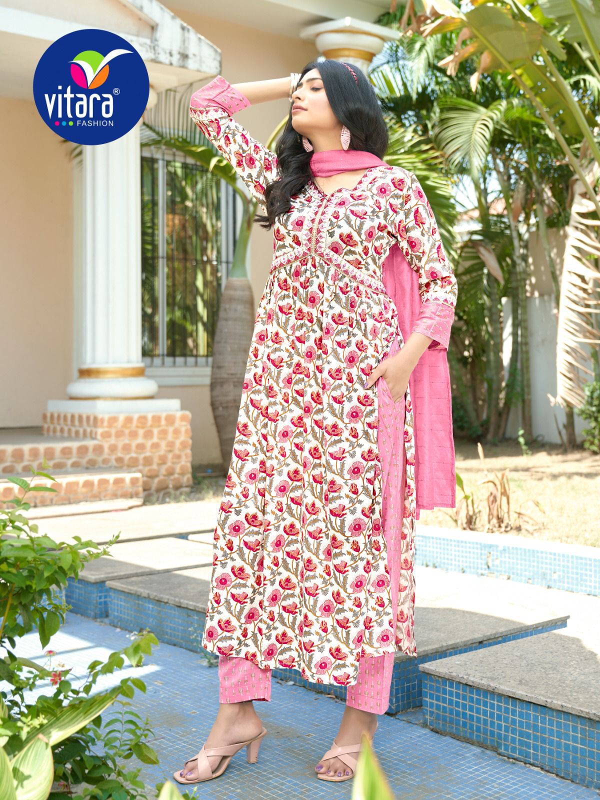 vitara fashion sentosa reyon exclusiv print top bottom with dupatta catalog