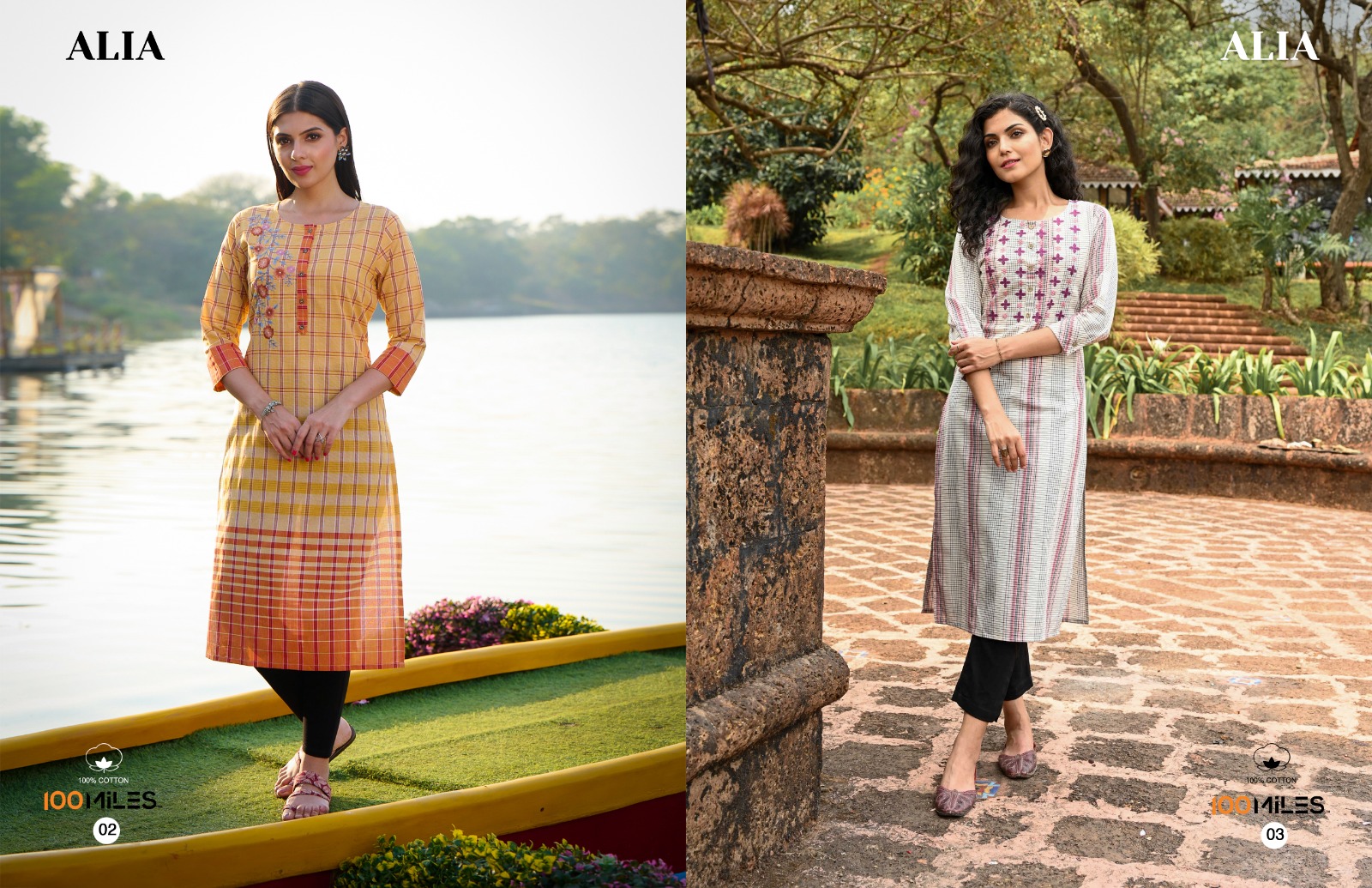 100 miles alia cotton innovative look kurti catalog