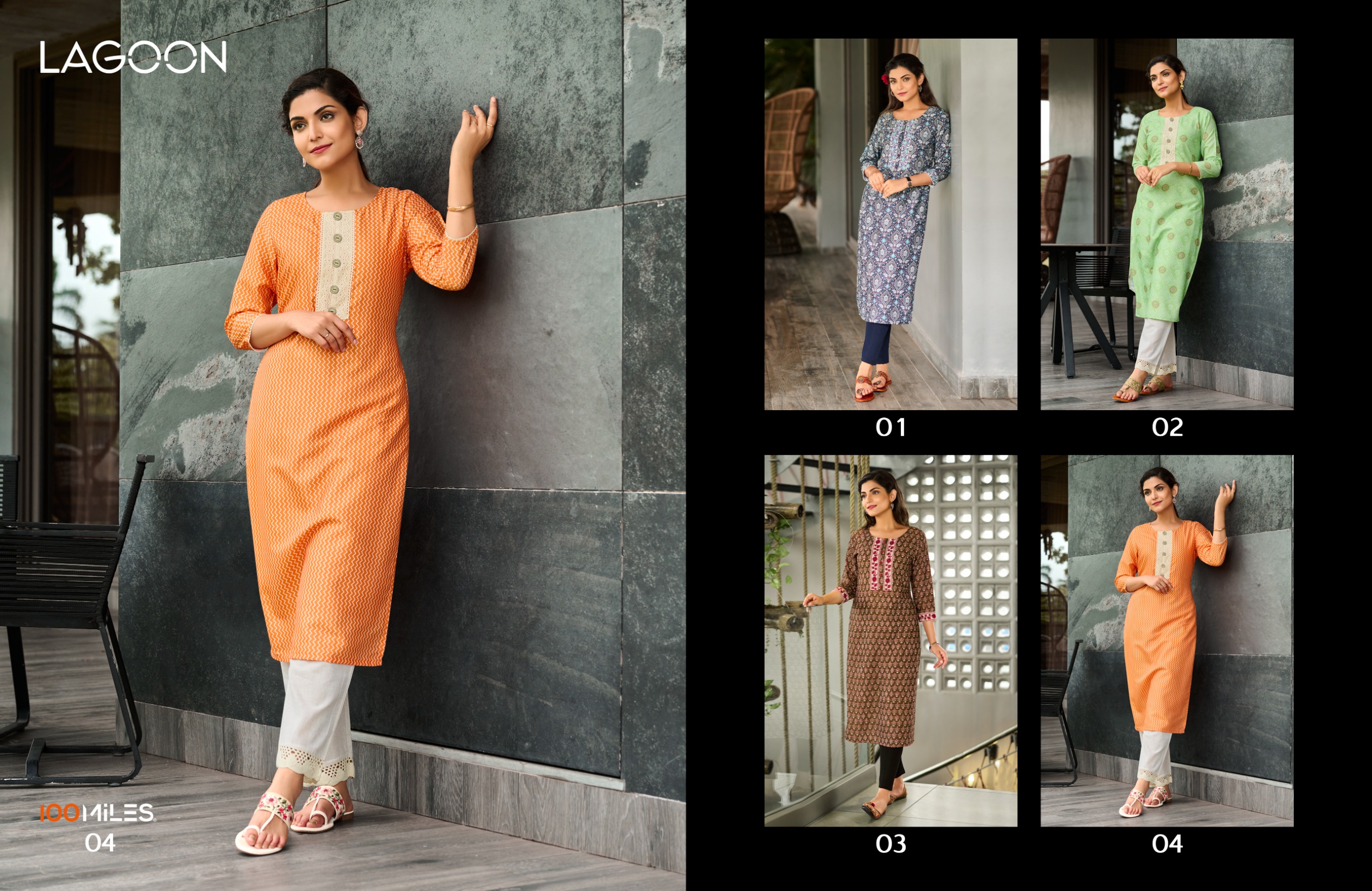 100 miles lagoon cotton innovative look kurti catalog