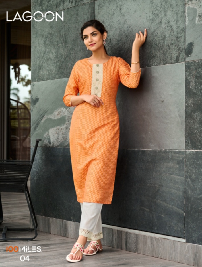 100 miles lagoon cotton innovative look kurti catalog