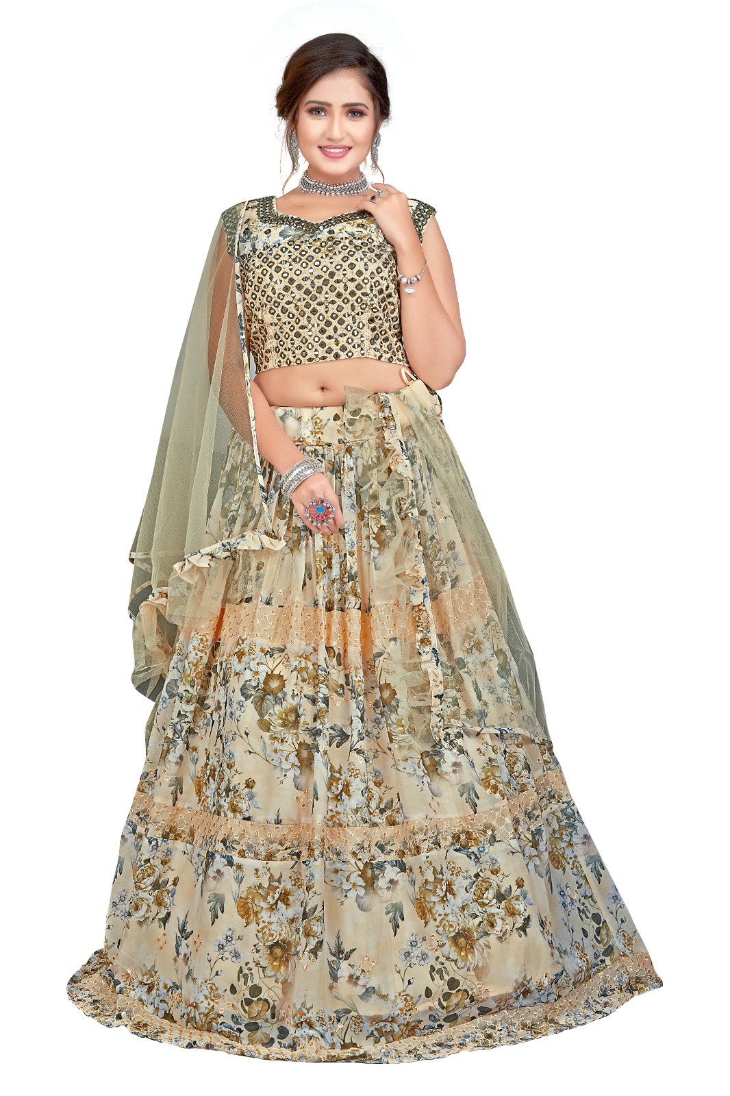 amoha trendz d no c 1922  georgette  festive look croptop catalog