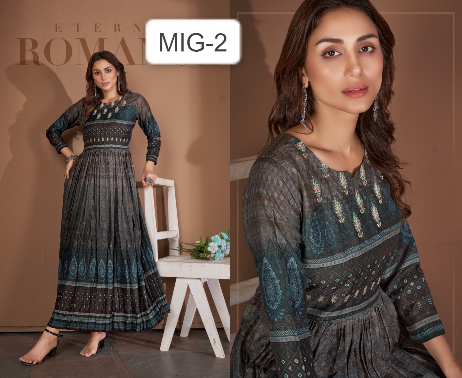 amoha trendz MIG viscose regal look kurti catalog