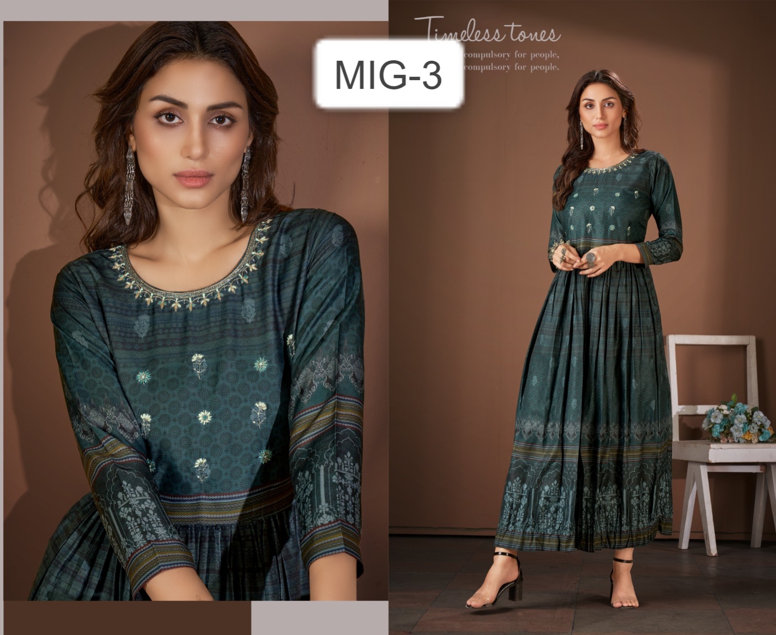 amoha trendz MIG viscose regal look kurti catalog