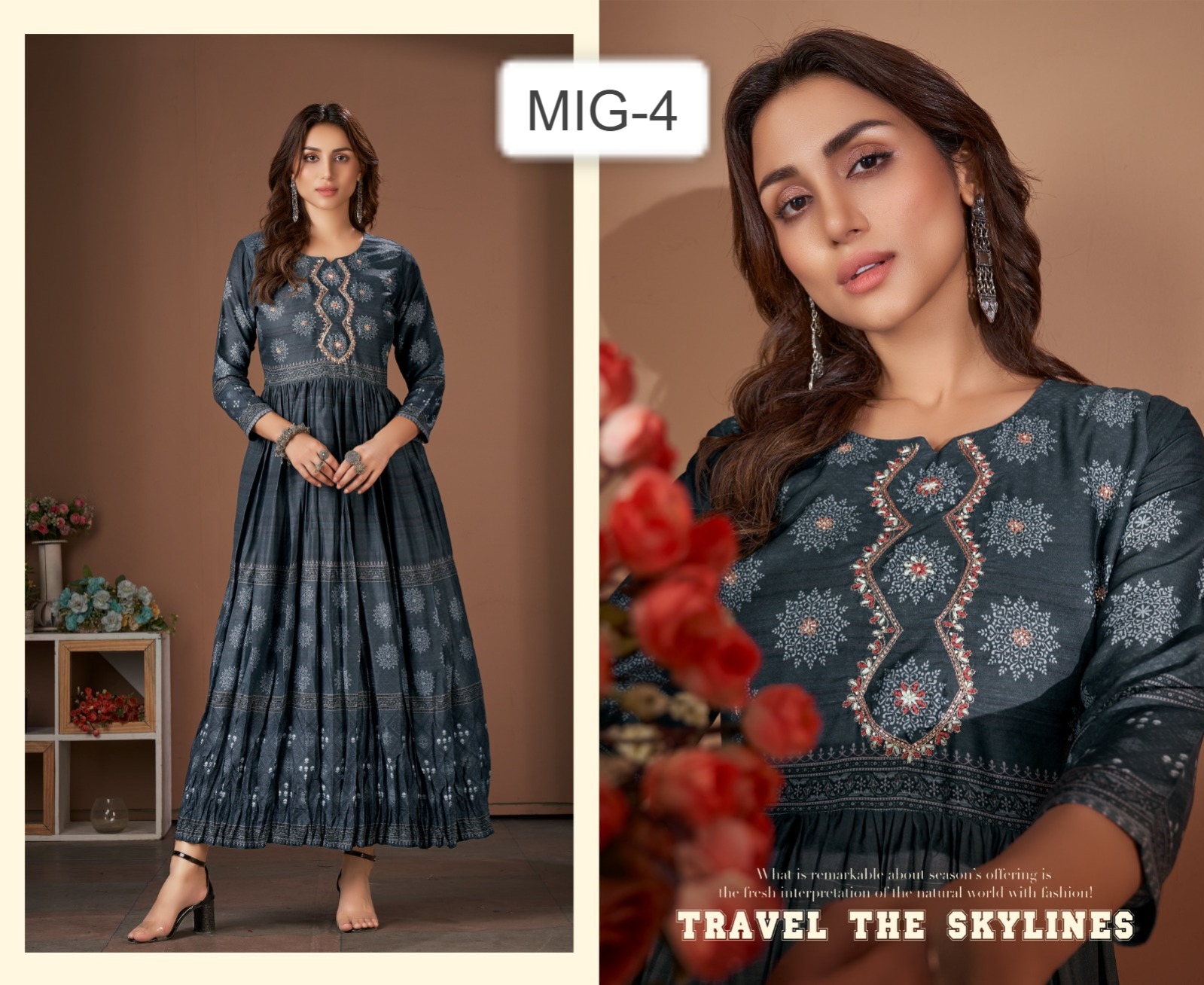 amoha trendz MIG viscose regal look kurti catalog