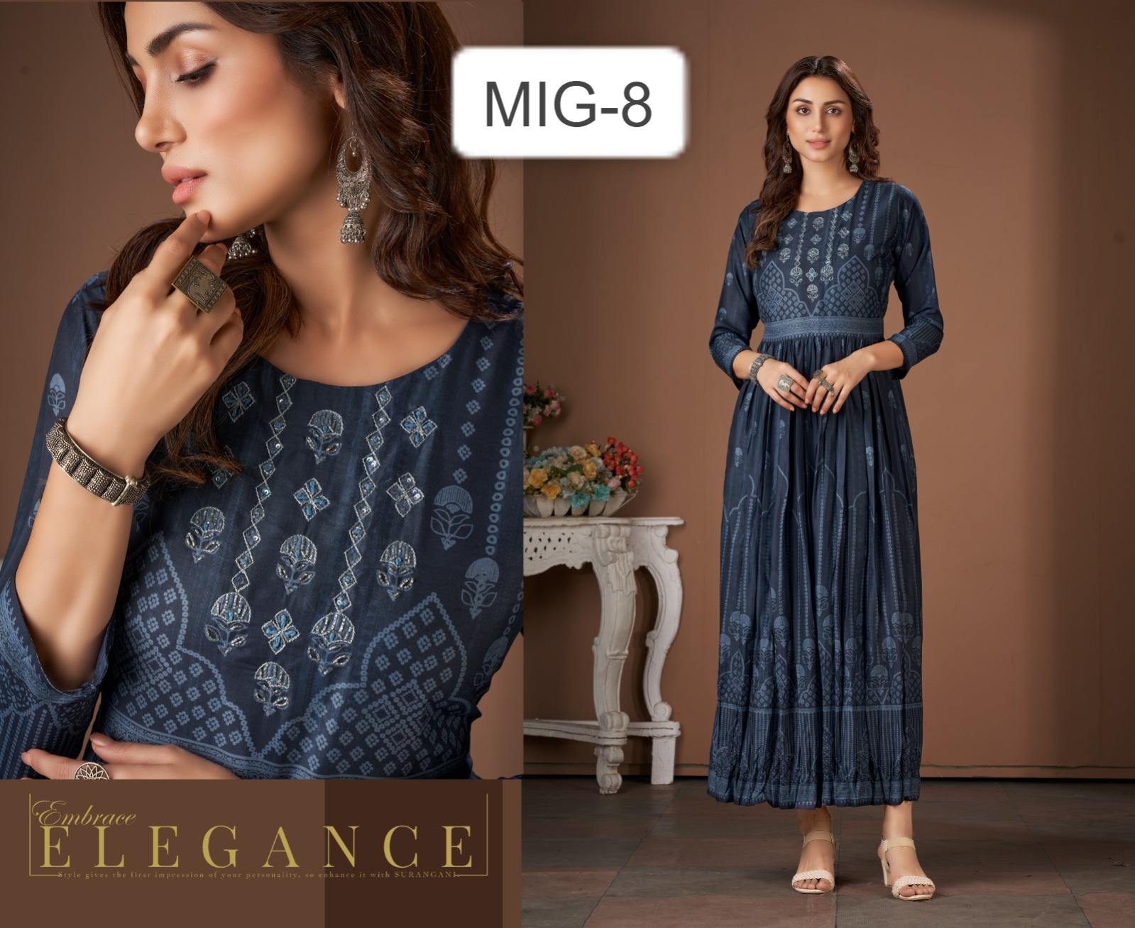 amoha trendz MIG viscose regal look kurti catalog