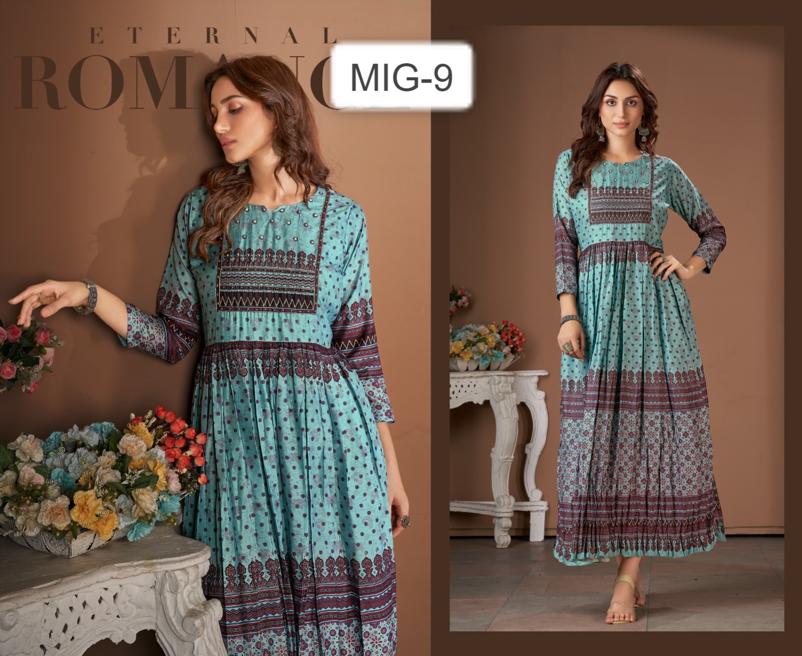 amoha trendz MIG viscose regal look kurti catalog