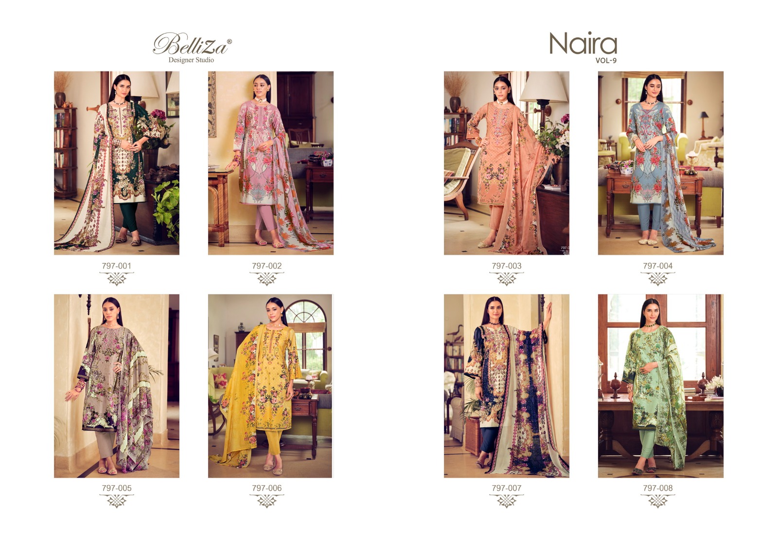 belliza designer studio naira vol 9 cotton innovative look salwar suit catalog