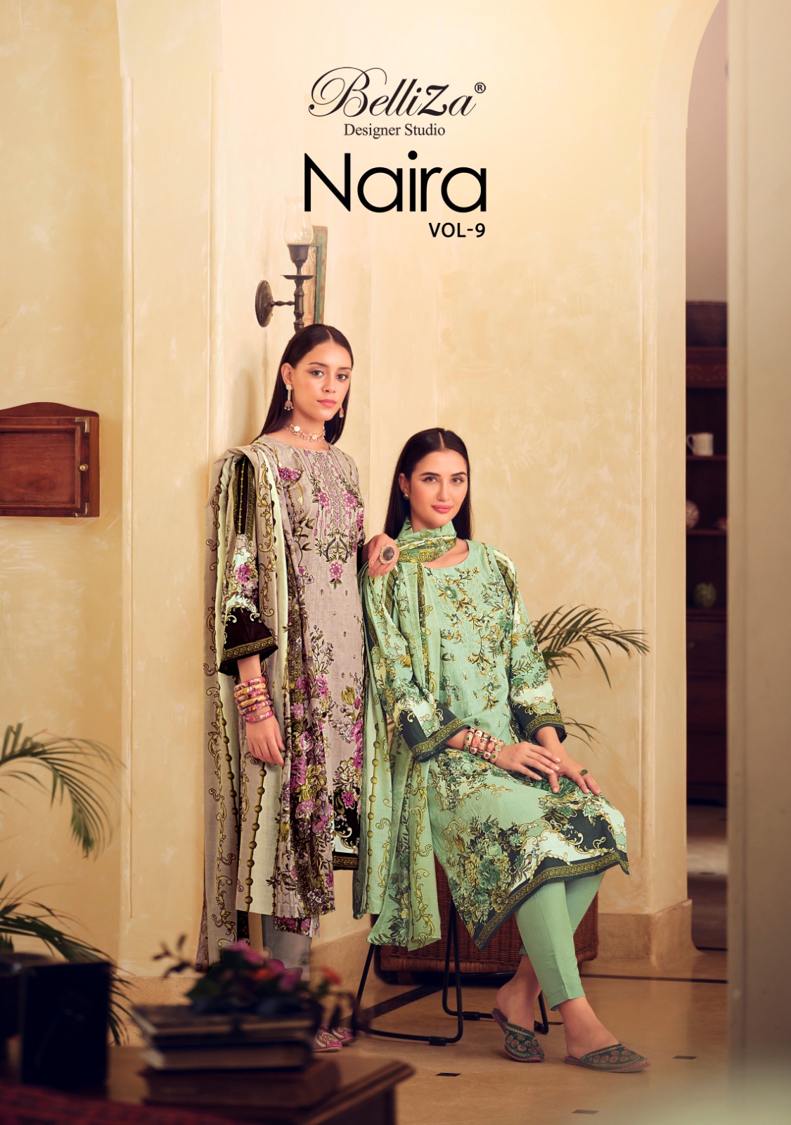 belliza designer studio naira vol 9 cotton innovative look salwar suit catalog