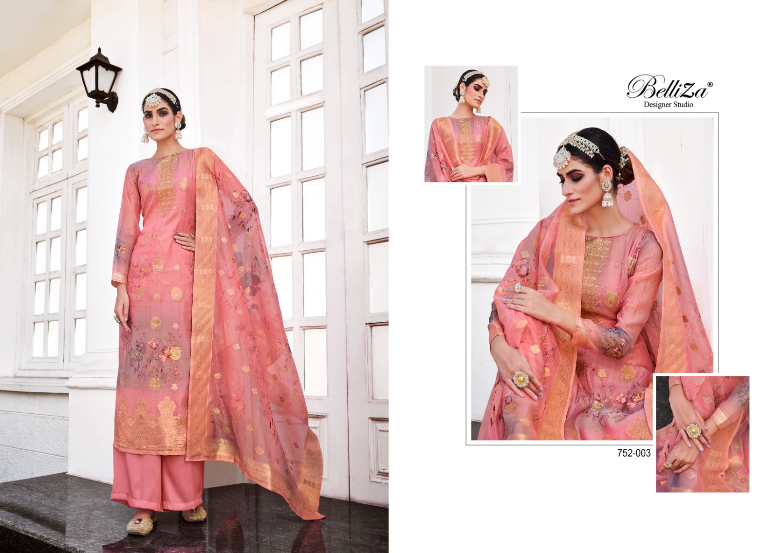 belliza designer studio Shahinoor organza gorgeous look salwar suit catalog