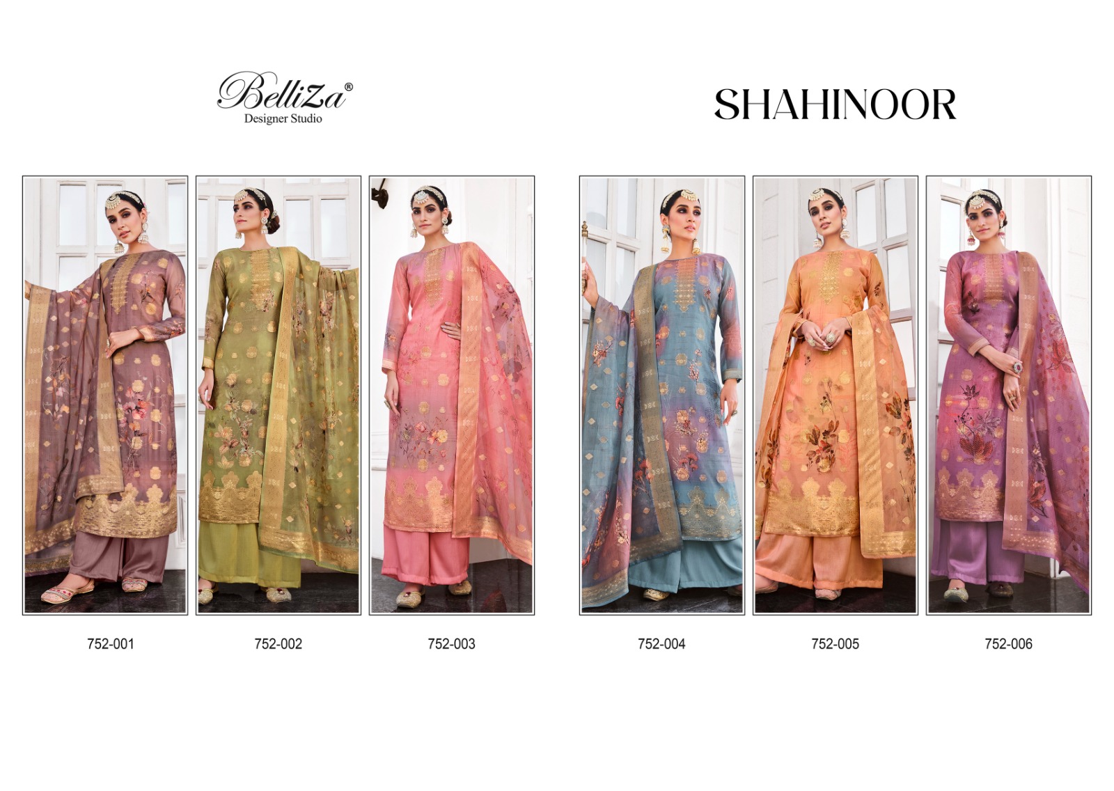 belliza designer studio Shahinoor organza gorgeous look salwar suit catalog