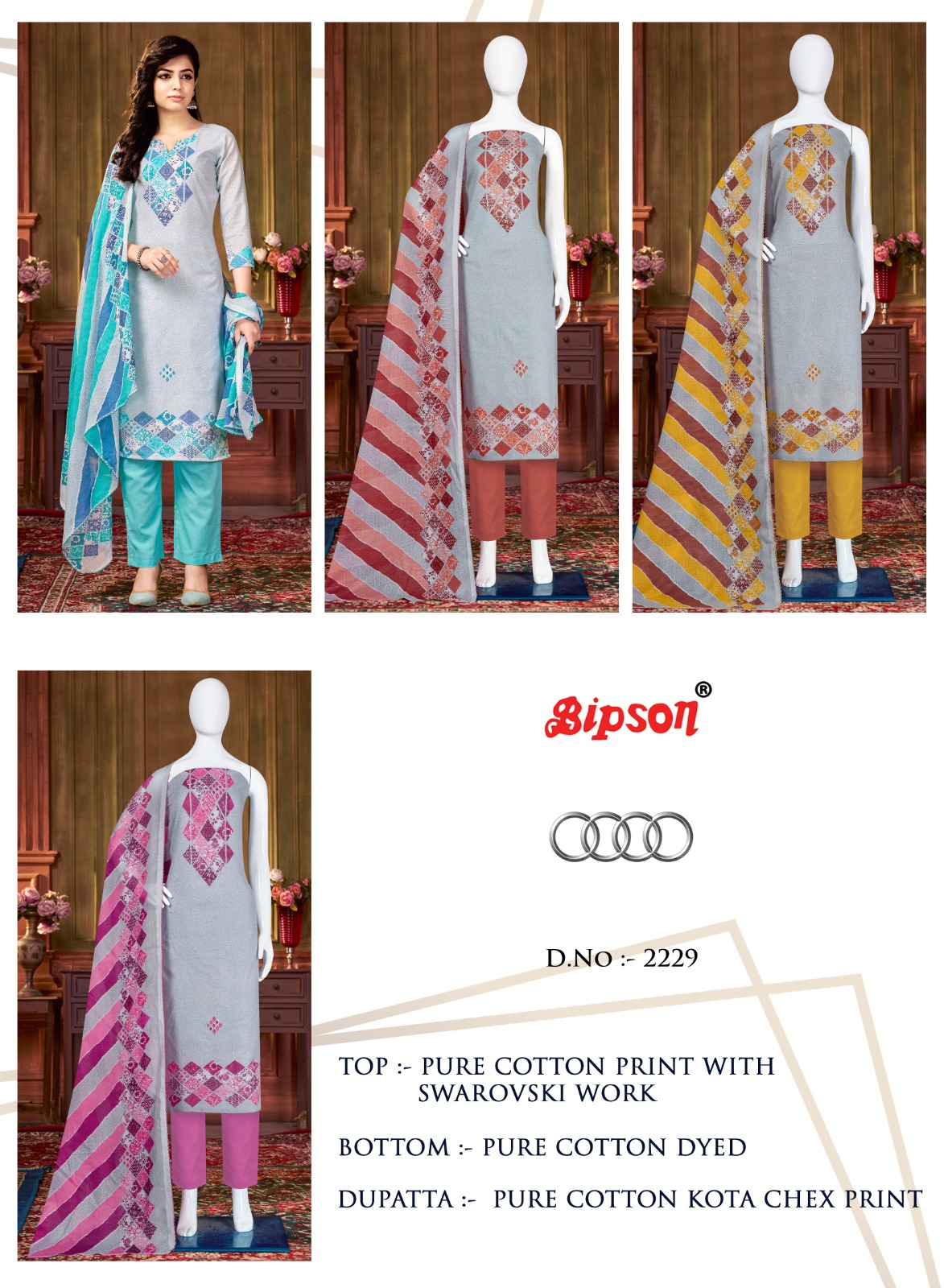 bipson audi 2229 cotton innovative look salwar suit catalog