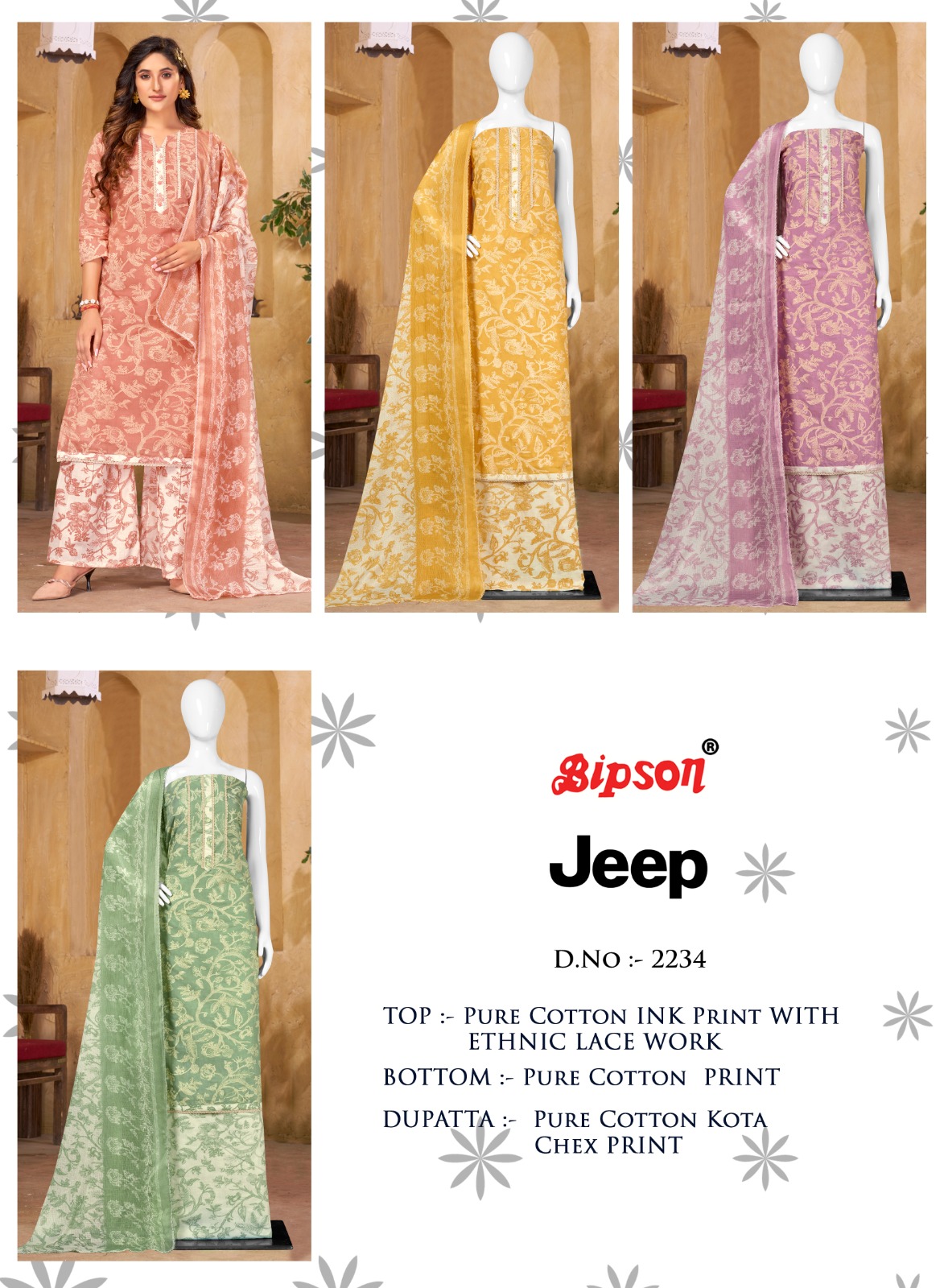 bipson jeep 2234 cotton exclusive look salwar suit catalog