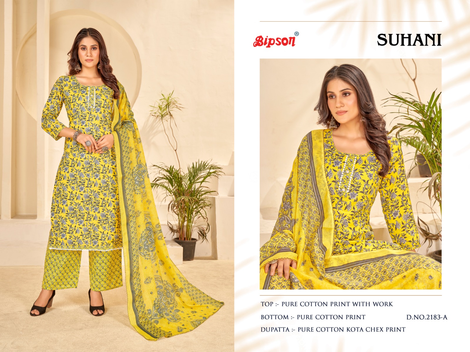 bipson suhani 2185 cotton elegant salwar suit catalog