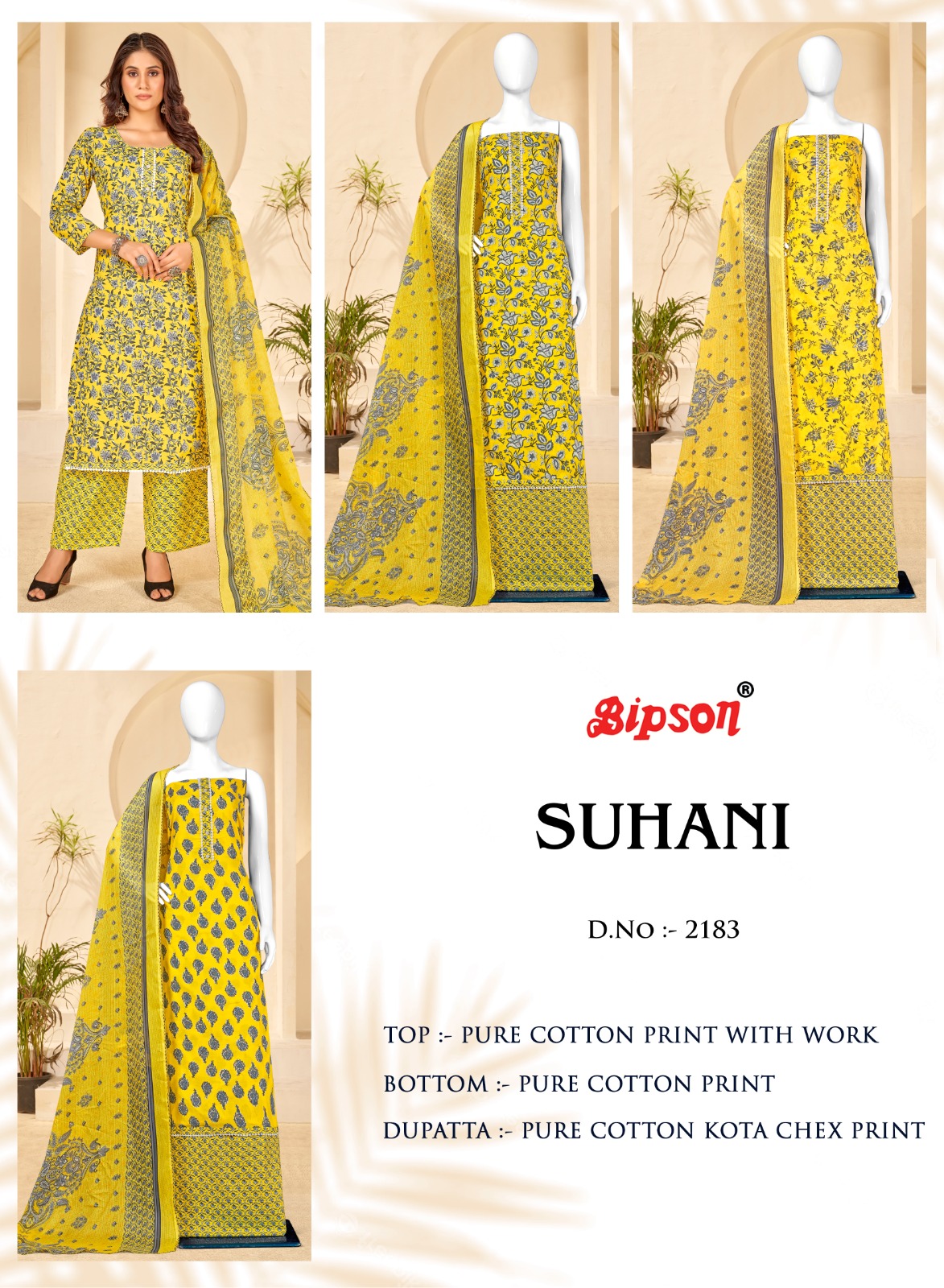 bipson suhani 2185 cotton elegant salwar suit catalog