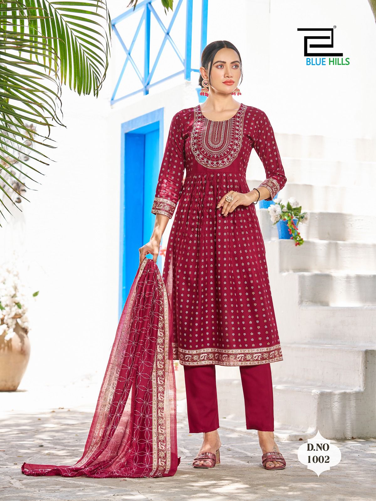 blu hills festival night rayon attractive look top bottom with dupatta catalog