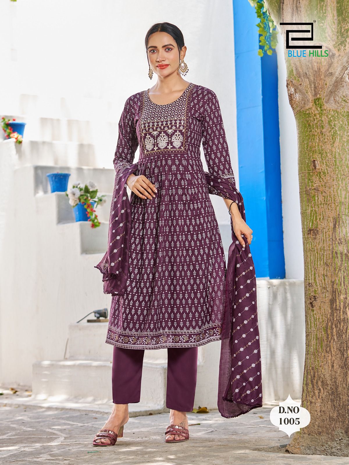 blu hills festival night rayon attractive look top bottom with dupatta catalog