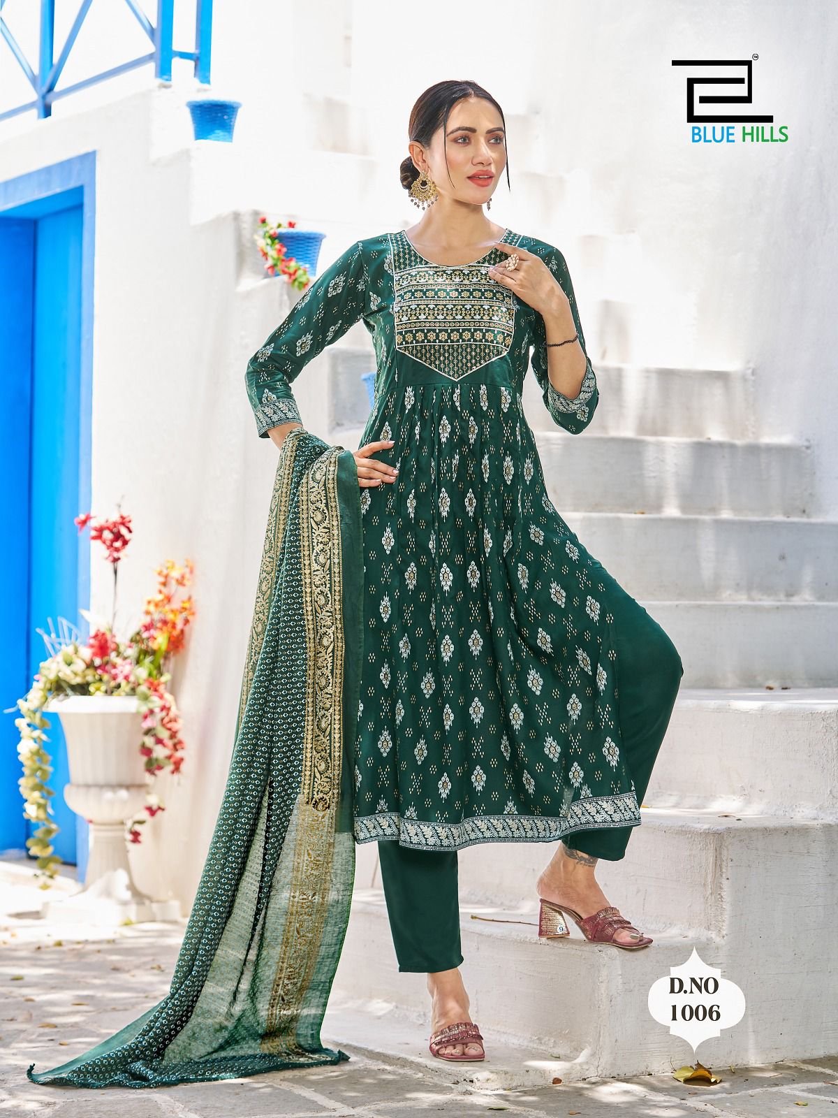 blu hills festival night rayon attractive look top bottom with dupatta catalog