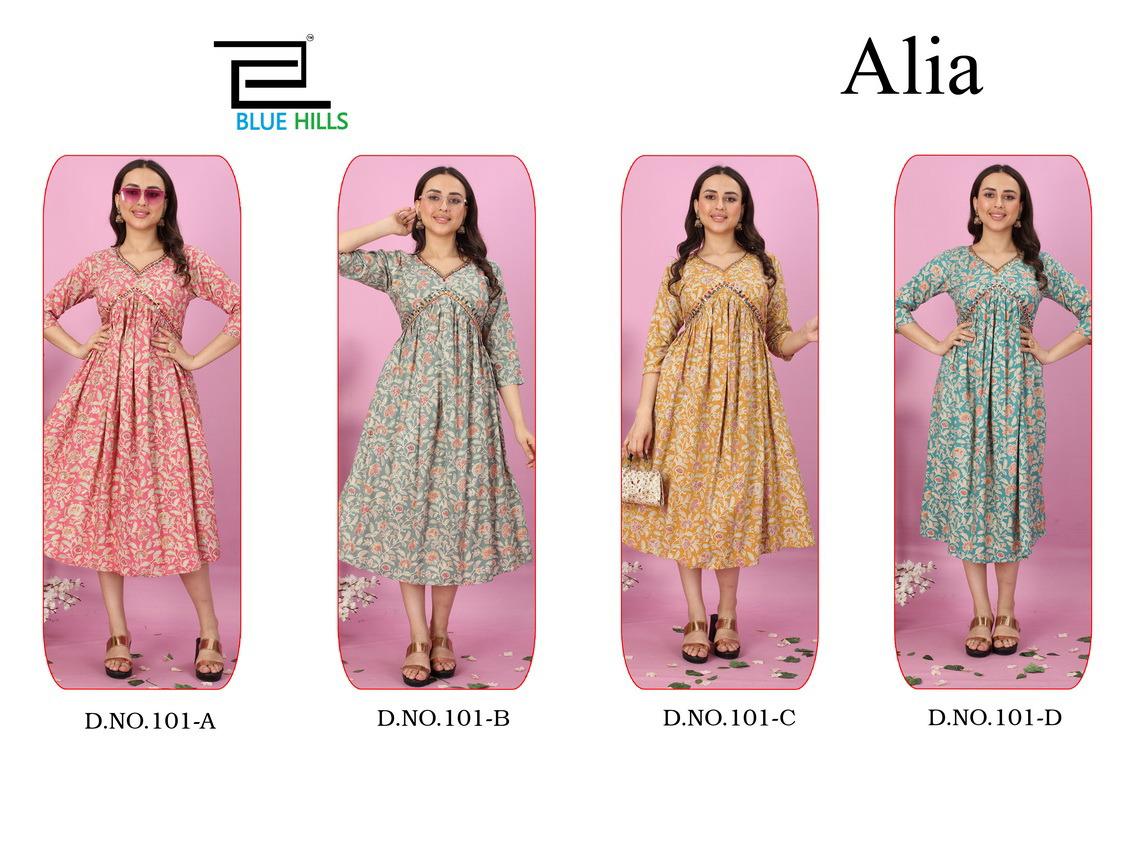 blue hills alia rayon stylish look kurti catalog