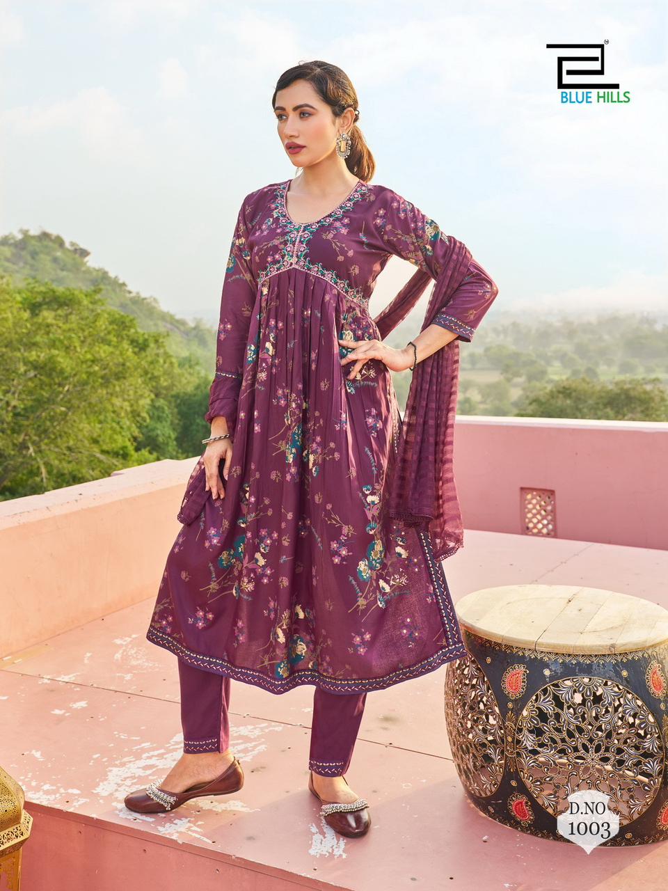 blue hills Bollywood Tikka rayon exclusive print kurti pant with dupatta catalog