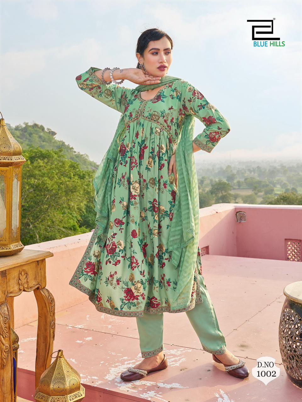 blue hills Bollywood Tikka rayon exclusive print kurti pant with dupatta catalog