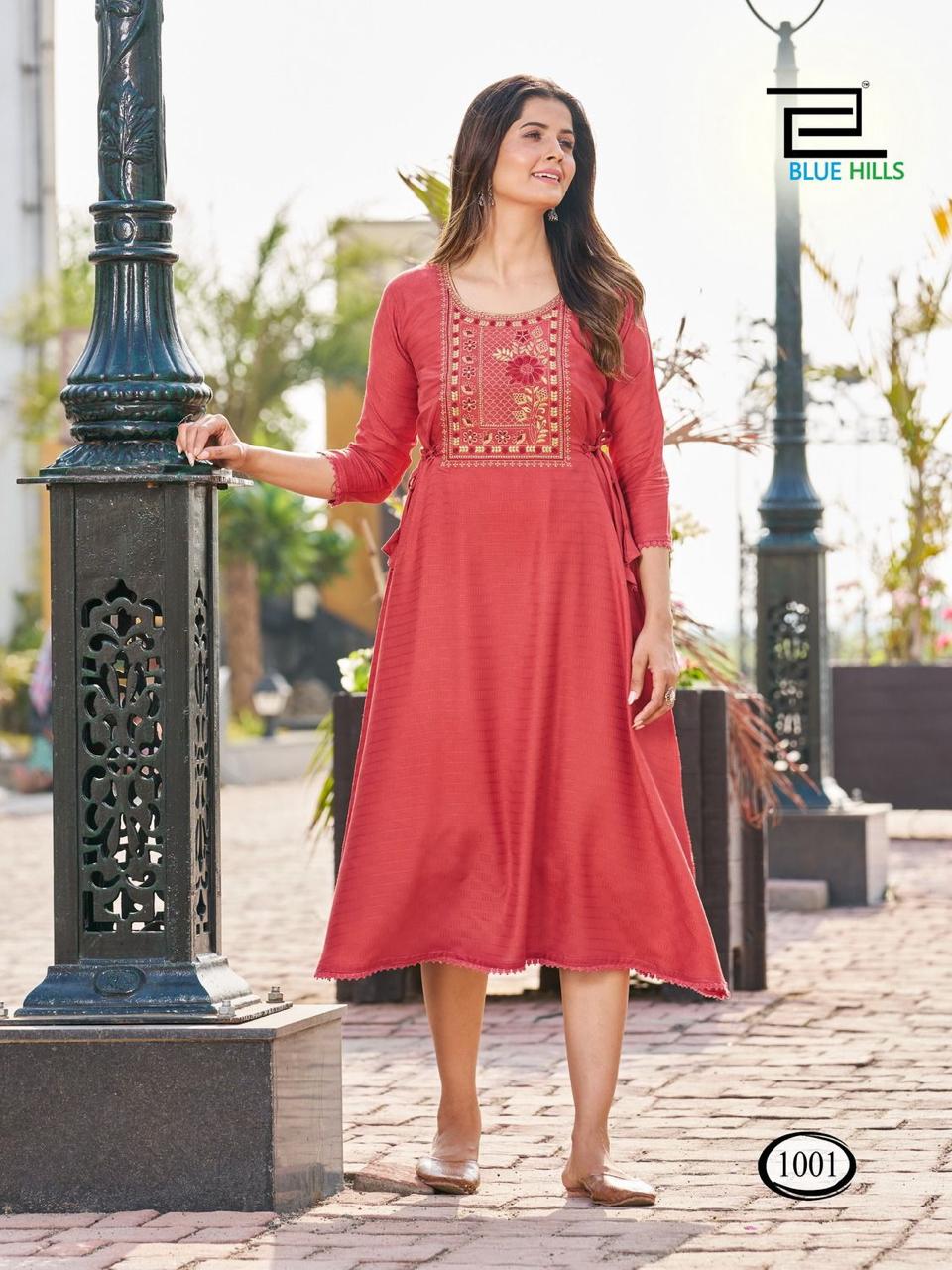 blue hills Butter Scotch viscose innovative look kurti catalog