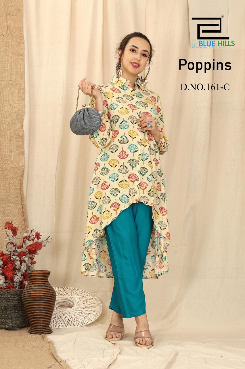 blue hills poppins rayon decent look top pent catalog