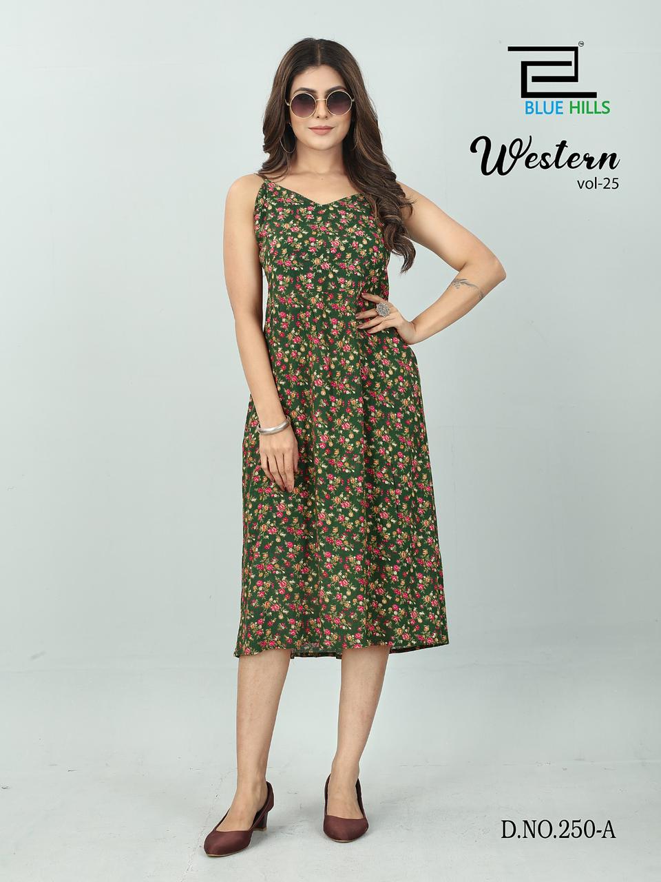 blue hills Western Vol 25 rayon stylish look kurti catalog