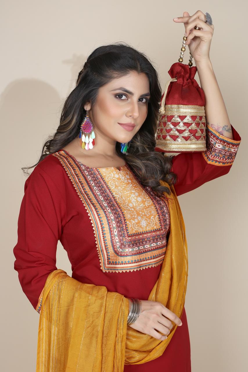 channel 9 sku 201sd to 204sd  crape catchy look top bottom with dupatta catalog