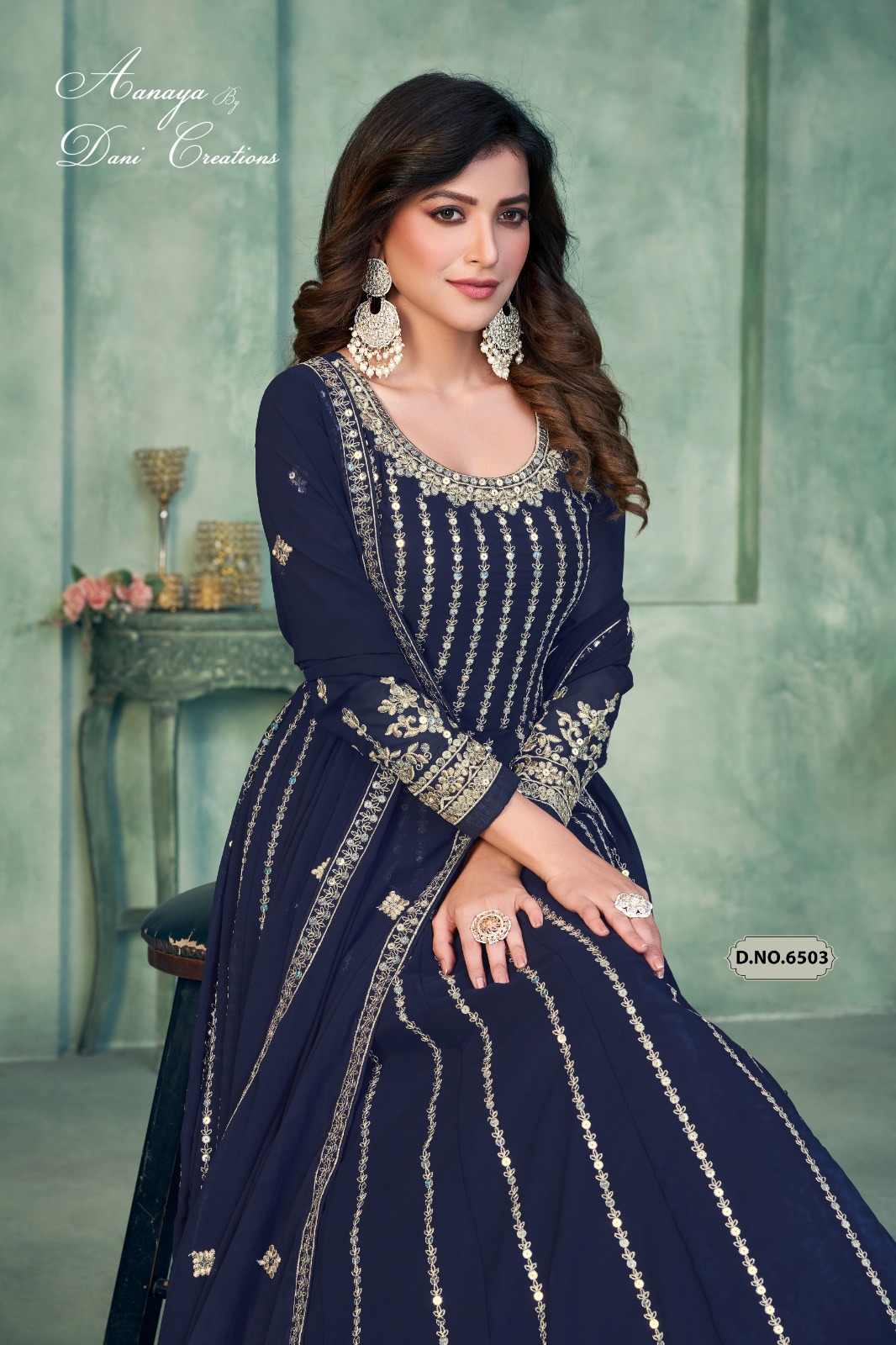 dani aanaya 165 georggete Regal look salwar suit catalog