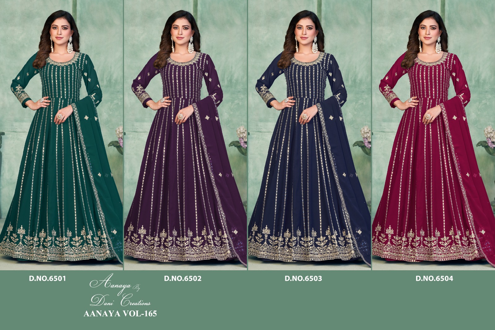 dani aanaya 165 georggete Regal look salwar suit catalog