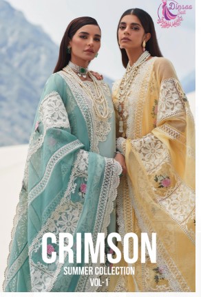 dinsaa suit crimson super summer collection vol 1 cotton decent look salwar suit catalog