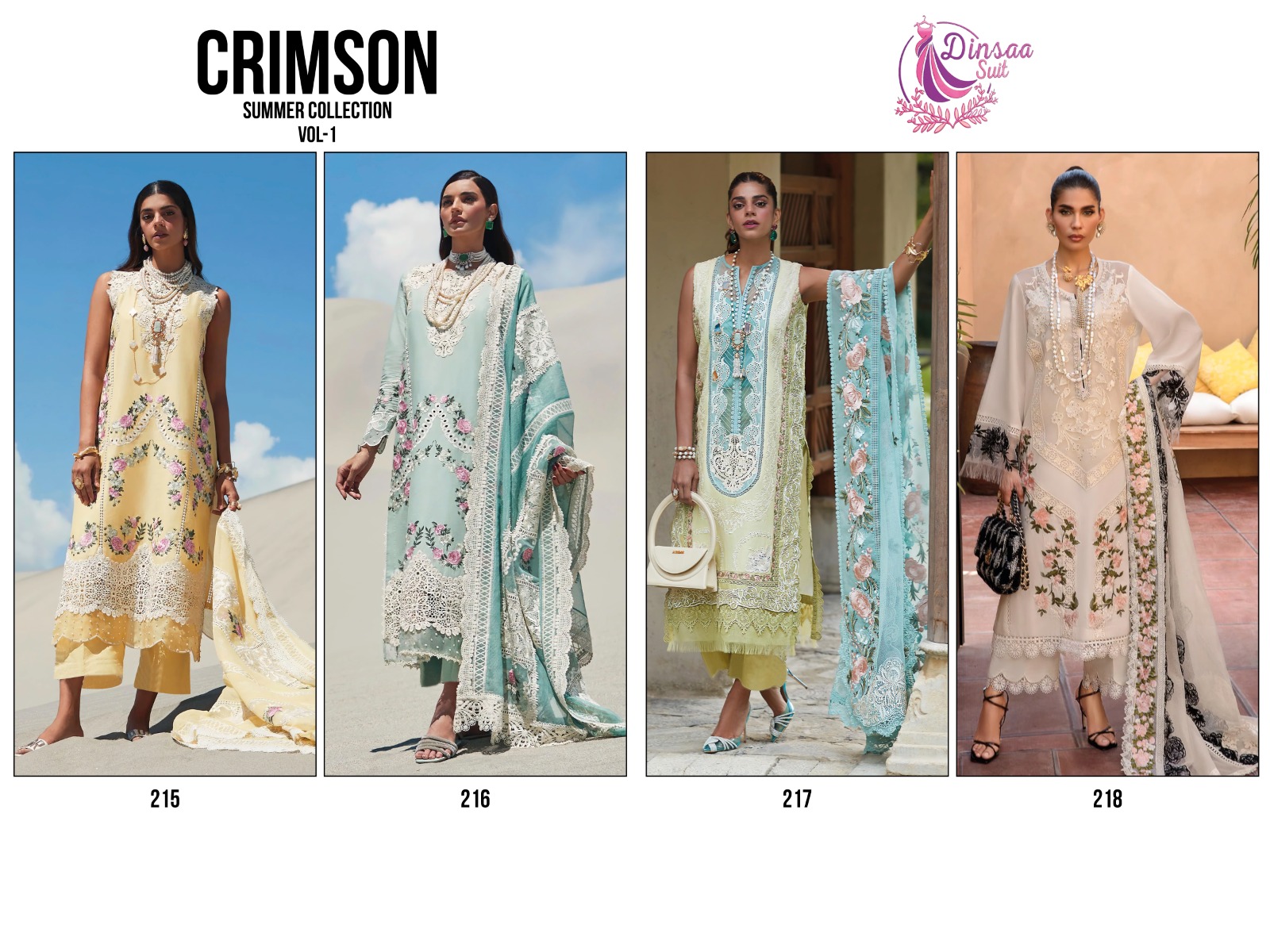 dinsaa suit crimson super summer collection vol 1 cotton decent look salwar suit catalog