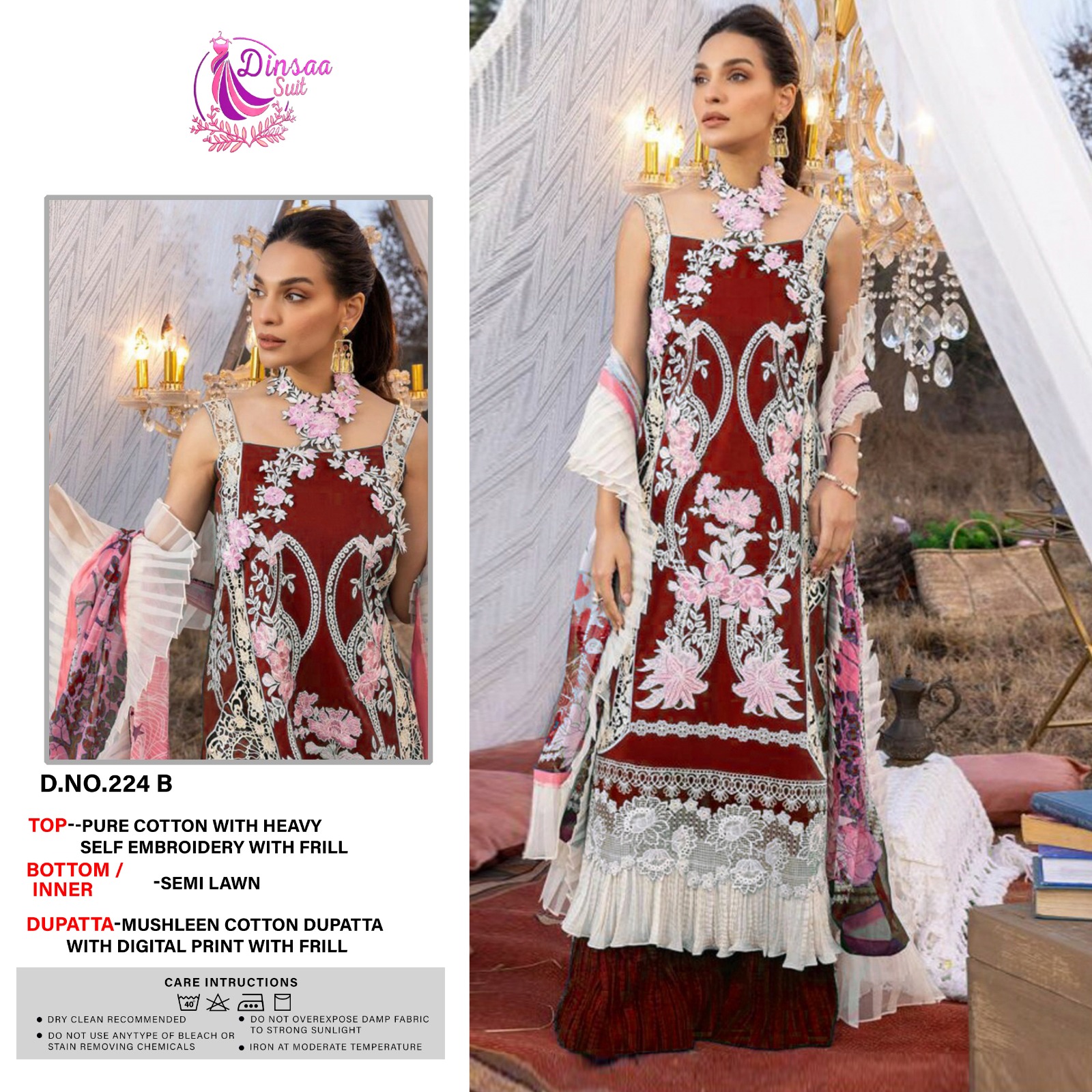 dinsaa suit DINSAA 224 B Salwar Kameez Cotton Singles