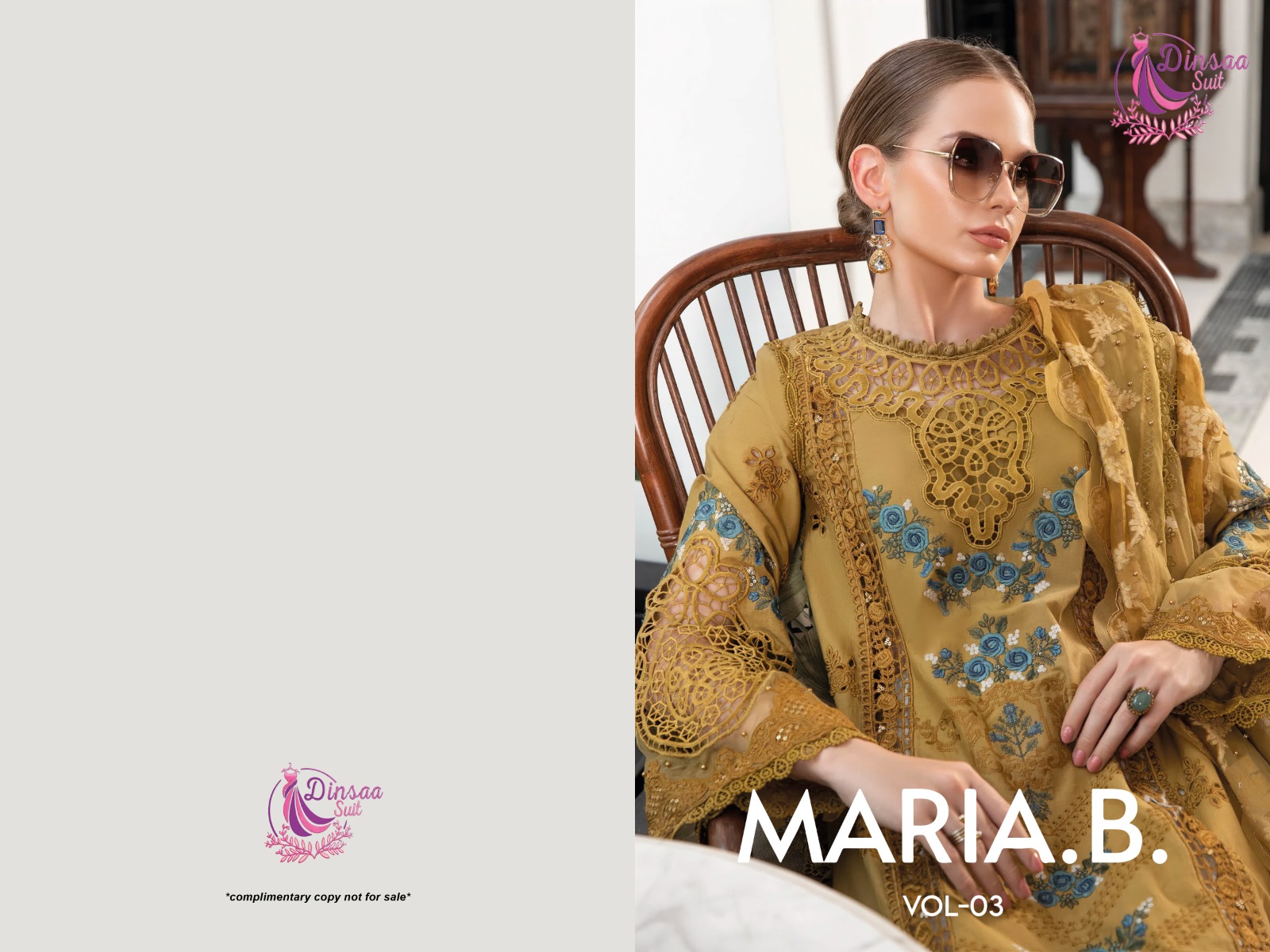 dinsaa suit maria b vol 3 cotton exclusive look salwar suit catalog