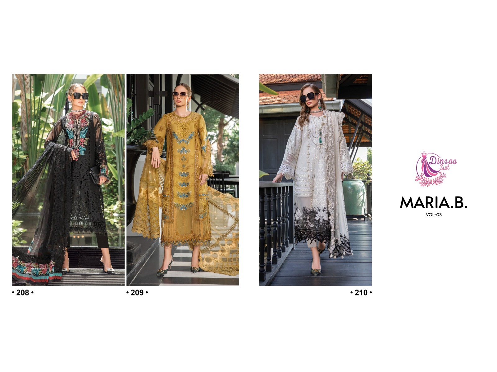 dinsaa suit maria b vol 3 cotton exclusive look salwar suit catalog