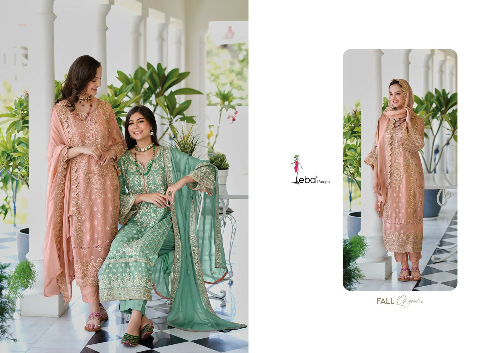 eba anaya organza innovative look salwar suit catalog