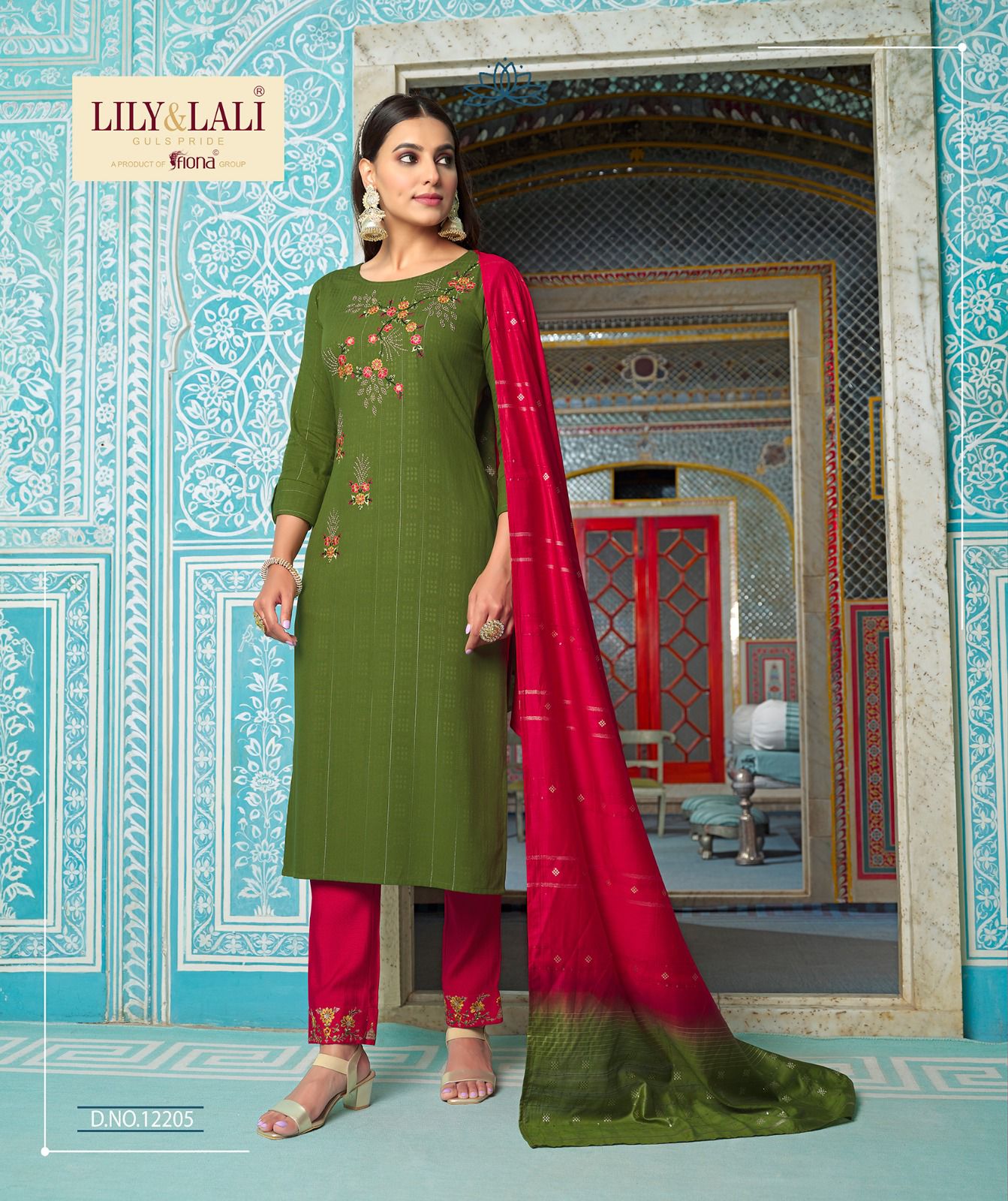 lily and lali Moonlite Elegance viscose innovative look kurti pant with dupatta catalog