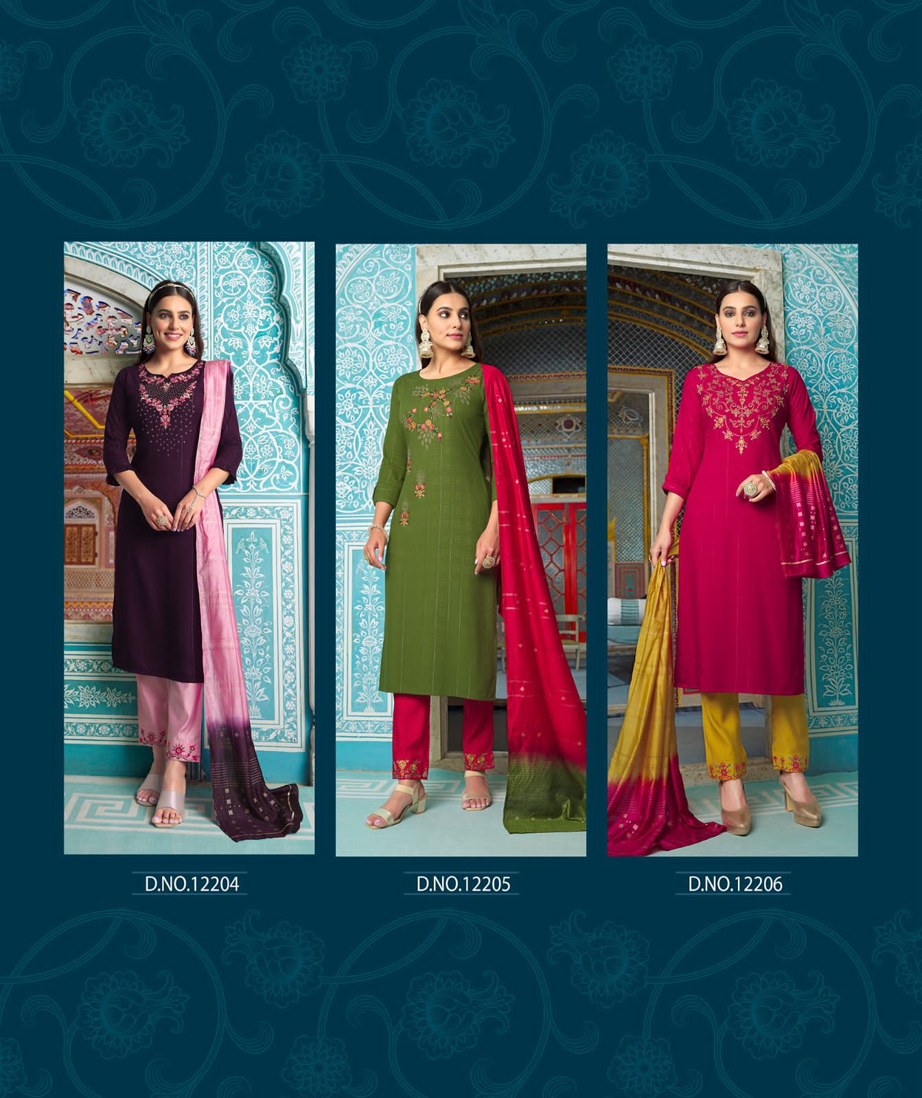 lily and lali Moonlite Elegance viscose innovative look kurti pant with dupatta catalog