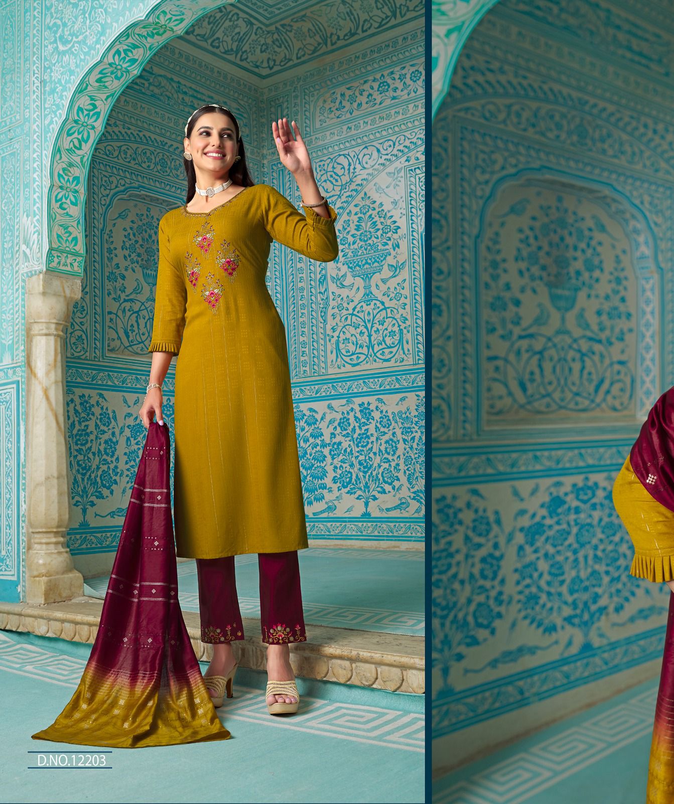 lily and lali Moonlite Elegance viscose innovative look kurti pant with dupatta catalog