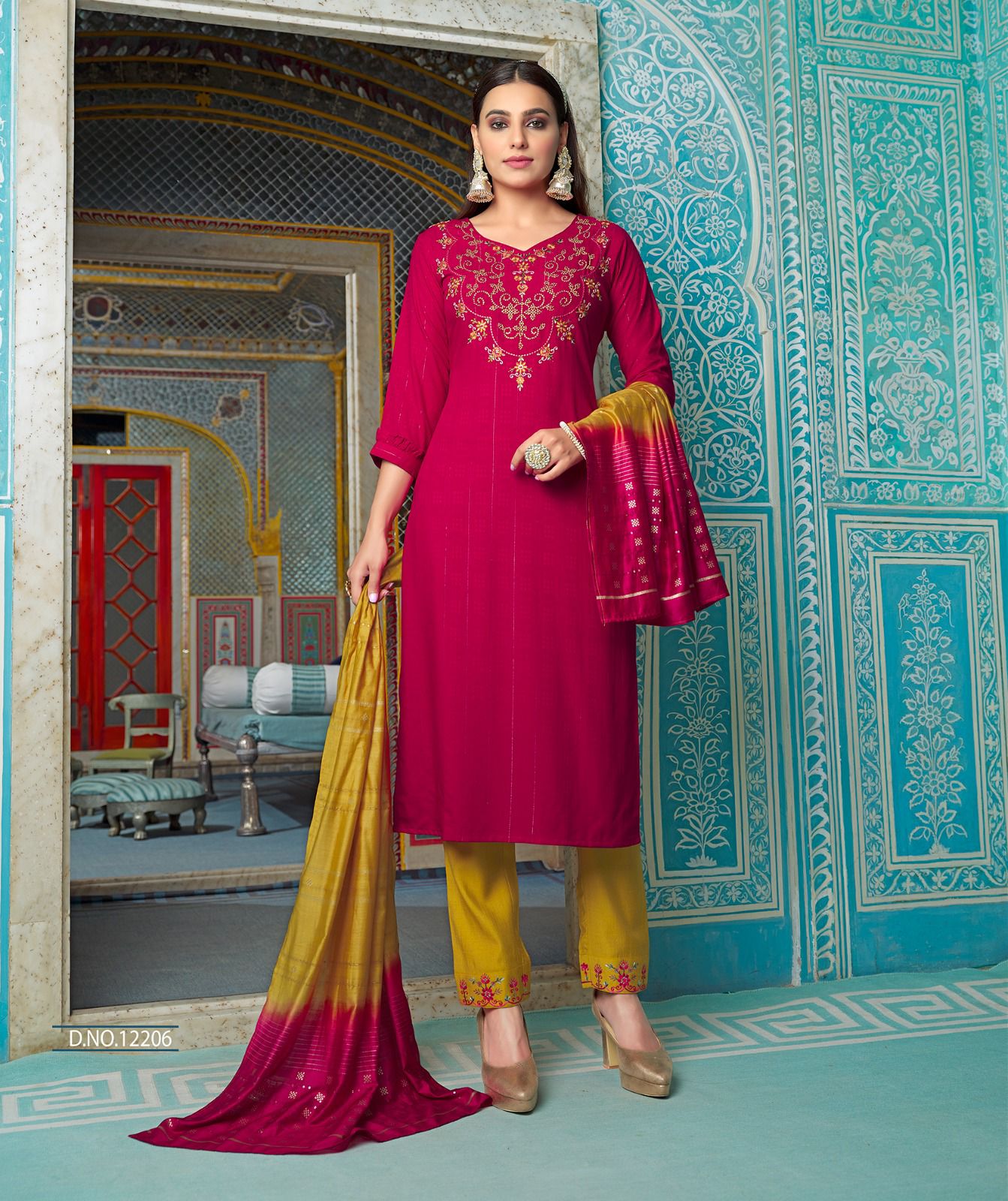 lily and lali Moonlite Elegance viscose innovative look kurti pant with dupatta catalog