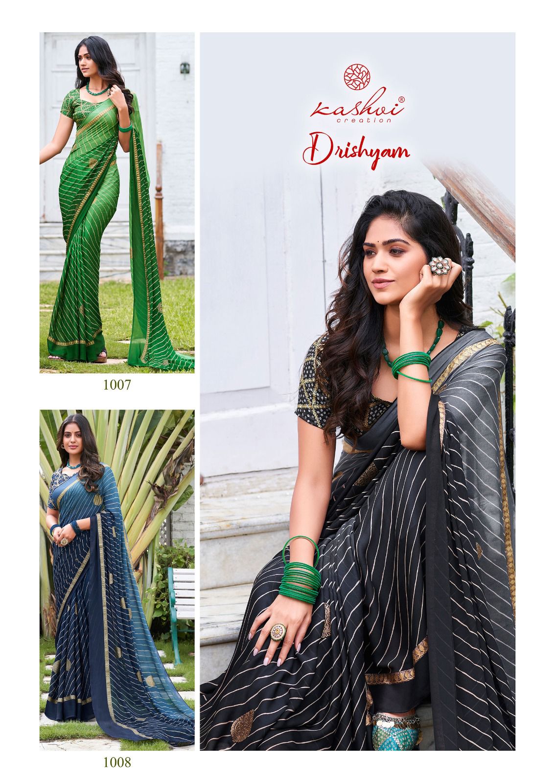 lt saree kashvi creation drishyam dull moss innovative look saree catalog