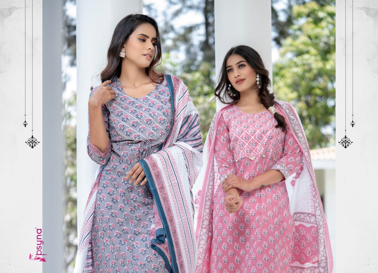 psyna cotton candy cotton new and modern style top bottom with dupatta catalog