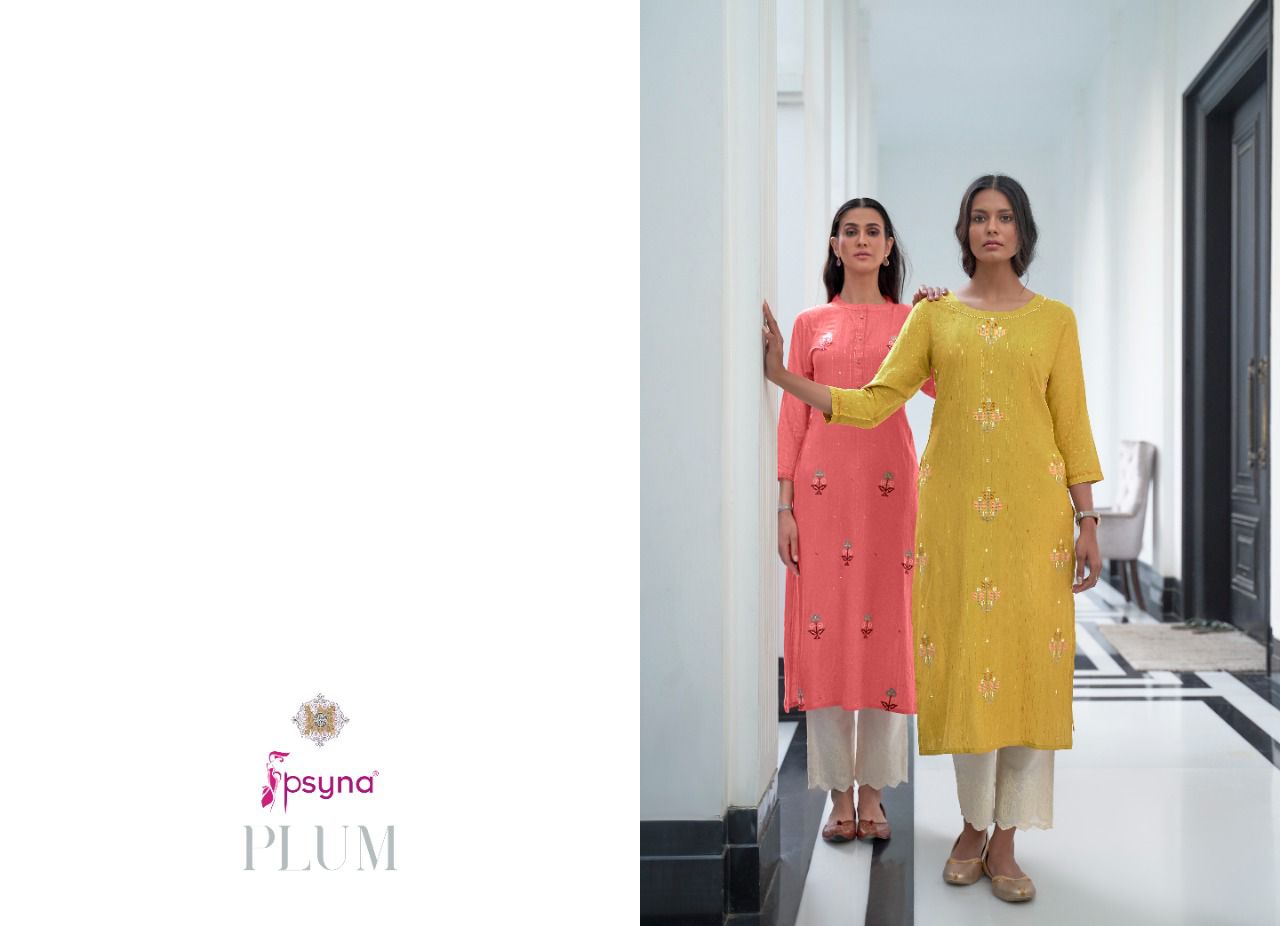 psyna plum rayon elegant kurti catalog