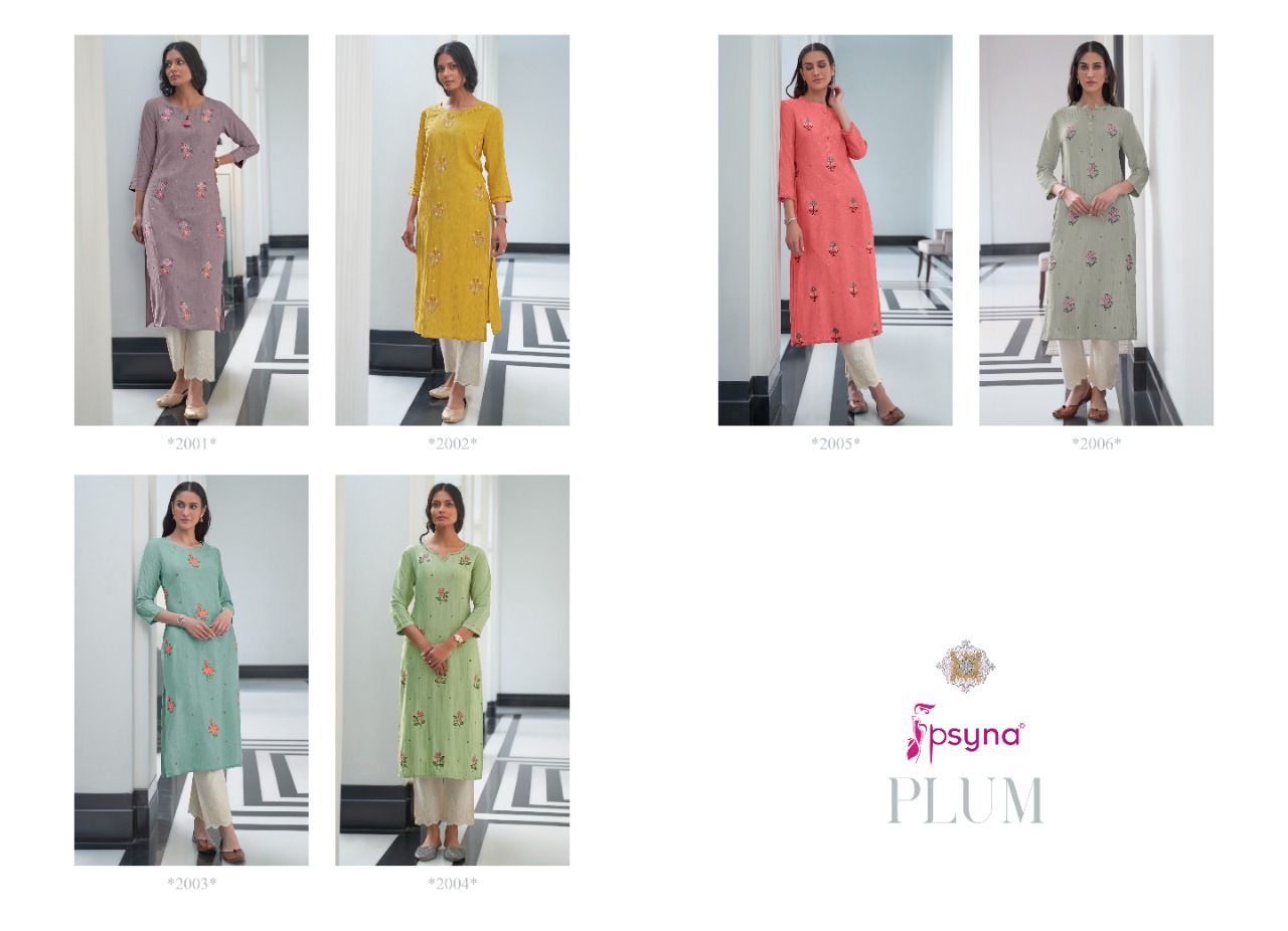 psyna plum rayon elegant kurti catalog